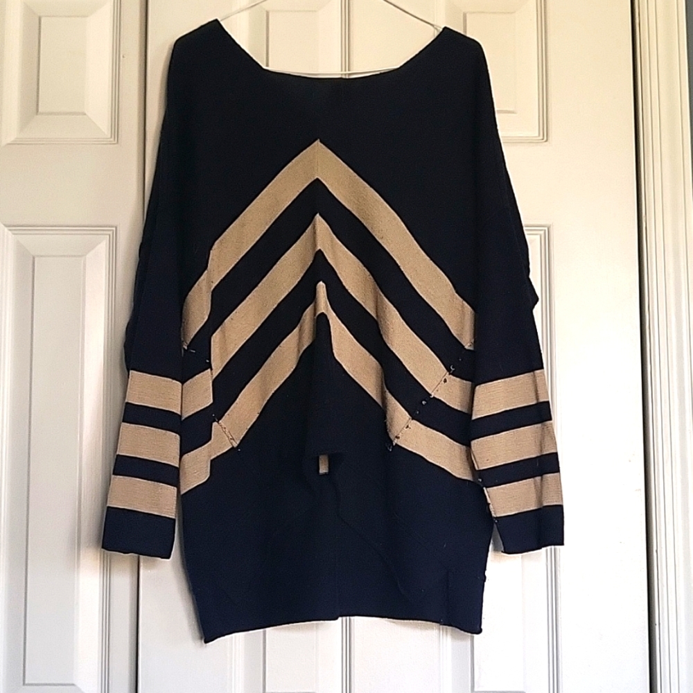 Navy with tan geometric stripes from Swell, size M